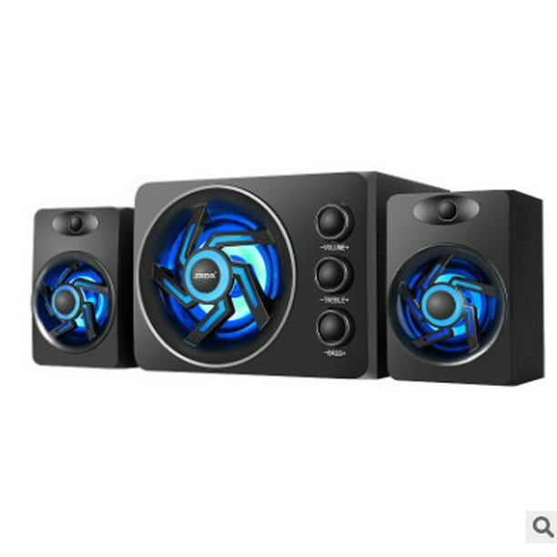 Bass Stereo Subwoofer Colorful LED Light Speakers Portable Audio for Desktop/Laptop/PC/Smartphones 1 Pair Computer Speakers 